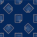 Line Wish list template icon isolated seamless pattern on blue background. Vector