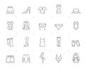 Line woman clothing icons