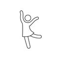 Line woman dancer icon. Ballet stick girl pose outline icon. Editable stroke pictogram woman. Isolated