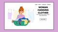 line woman hanging clothes vector Royalty Free Stock Photo