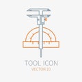 Line working color scale with caliper for construction, building and home repair icon. Vector illustration. Element for