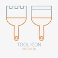 Line working color spatula for construction, building and home repair icon. Vector illustration. Element for design