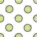 Line Worldwide shipping and cardboard box icon isolated seamless pattern on white background. Vector Illustration Royalty Free Stock Photo