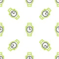 Line Wrist watch icon isolated seamless pattern on white background. Wristwatch icon. Vector