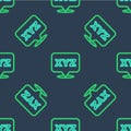Line XYZ Coordinate system icon isolated seamless pattern on blue background. XYZ axis for graph statistics display Royalty Free Stock Photo