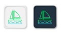 Line Yacht sailboat or sailing ship icon isolated on white background. Sail boat marine cruise travel. Colorful outline Royalty Free Stock Photo