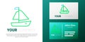 Line Yacht sailboat or sailing ship icon isolated on white background. Sail boat marine cruise travel. Colorful outline Royalty Free Stock Photo