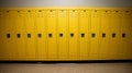 Line of yellow high school lockers Royalty Free Stock Photo