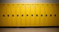 Line of yellow high school lockers Royalty Free Stock Photo