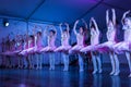 A line of young Asian ballerinas on stage Royalty Free Stock Photo