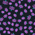 Line Zoo park icon isolated seamless pattern on black background. Vector Royalty Free Stock Photo