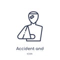 Linear accident and injuries icon from Law and justice outline collection. Thin line accident and injuries icon isolated on white