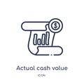 Linear actual cash value icon from Insurance outline collection. Thin line actual cash value icon isolated on white background.