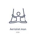 Linear aerialist man icon from Circus outline collection. Thin line aerialist man vector isolated on white background. aerialist