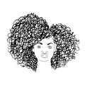 Linear African American girl. African American hairstyle. Beauty and fashion