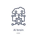 Linear ai brain icon from Artificial intellegence and future technology outline collection. Thin line ai brain vector isolated on Royalty Free Stock Photo