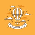 Linear air balloon illustration on orange background