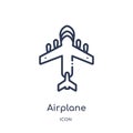 Linear airplane icon from Army and war outline collection. Thin line airplane vector isolated on white background. airplane trendy