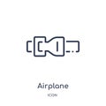 Linear airplane security belt icon from Airport terminal outline collection. Thin line airplane security belt vector isolated on