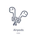 Linear airpods icon from Internet security and networking outline collection. Thin line airpods icon isolated on white background