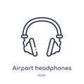 Linear airport headphones icon from Airport terminal outline collection. Thin line airport headphones vector isolated on white