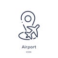 Linear airport placeholder icon from Airport terminal outline collection. Thin line airport placeholder vector isolated on white