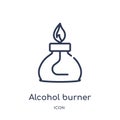 Linear alcohol burner icon from General outline collection. Thin line alcohol burner icon isolated on white background. alcohol