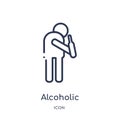Linear alcoholic icon from Food outline collection. Thin line alcoholic icon isolated on white background. alcoholic trendy