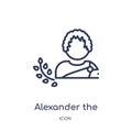 Linear alexander the great icon from Greece outline collection. Thin line alexander the great icon isolated on white background.