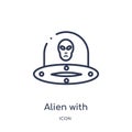 Linear alien with aqualung icon from Astronomy outline collection. Thin line alien with aqualung vector isolated on white