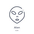 Linear alien icon from Astronomy outline collection. Thin line alien vector isolated on white background. alien trendy