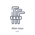 Linear allen keys icon from Construction and tools outline collection. Thin line allen keys icon isolated on white background.