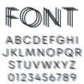 Linear alphabet font. Letters and numbers line design