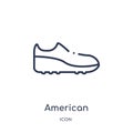 Linear american football black shoe icon from American football outline collection. Thin line american football black shoe vector