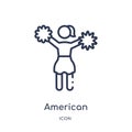 Linear american football cheerleader jump icon from American football outline collection. Thin line american football cheerleader