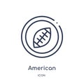 Linear american football emblem icon from American football outline collection. Thin line american football emblem vector isolated Royalty Free Stock Photo