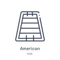 Linear american football field icon from American football outline collection. Thin line american football field vector isolated