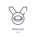 Linear american football medal icon from American football outline collection. Thin line american football medal vector isolated