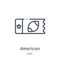 Linear american football ticket icon from American football outline collection. Thin line american football ticket vector isolated