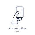 Linear amonestation gesture icon from Hands and guestures outline collection. Thin line amonestation gesture icon isolated on