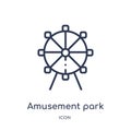 Linear amusement park icon from Entertainment and arcade outline collection. Thin line amusement park vector isolated on white Royalty Free Stock Photo