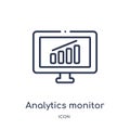 Linear analytics monitor icon from Business and analytics outline collection. Thin line analytics monitor vector isolated on white