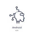 Linear android icon from Artificial intellegence and future technology outline collection. Thin line android vector isolated on Royalty Free Stock Photo