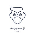 Linear angry emoji icon from Emoji outline collection. Thin line angry emoji vector isolated on white background. angry emoji