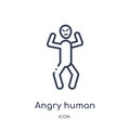 Linear angry human icon from Feelings outline collection. Thin line angry human vector isolated on white background. angry human