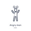 Linear angry man icon from Humans outline collection. Thin line angry man icon isolated on white background. angry man trendy