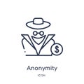 Linear anonymity icon from Cryptocurrency economy and finance outline collection. Thin line anonymity vector isolated on white