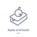 Linear apple and books icon from Ecology outline collection. Thin line apple and books vector isolated on white background. apple