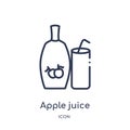 Linear apple juice icon from Drinks outline collection. Thin line apple juice vector isolated on white background. apple juice