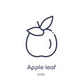 Linear apple leaf icon from Food outline collection. Thin line apple leaf icon isolated on white background. apple leaf trendy